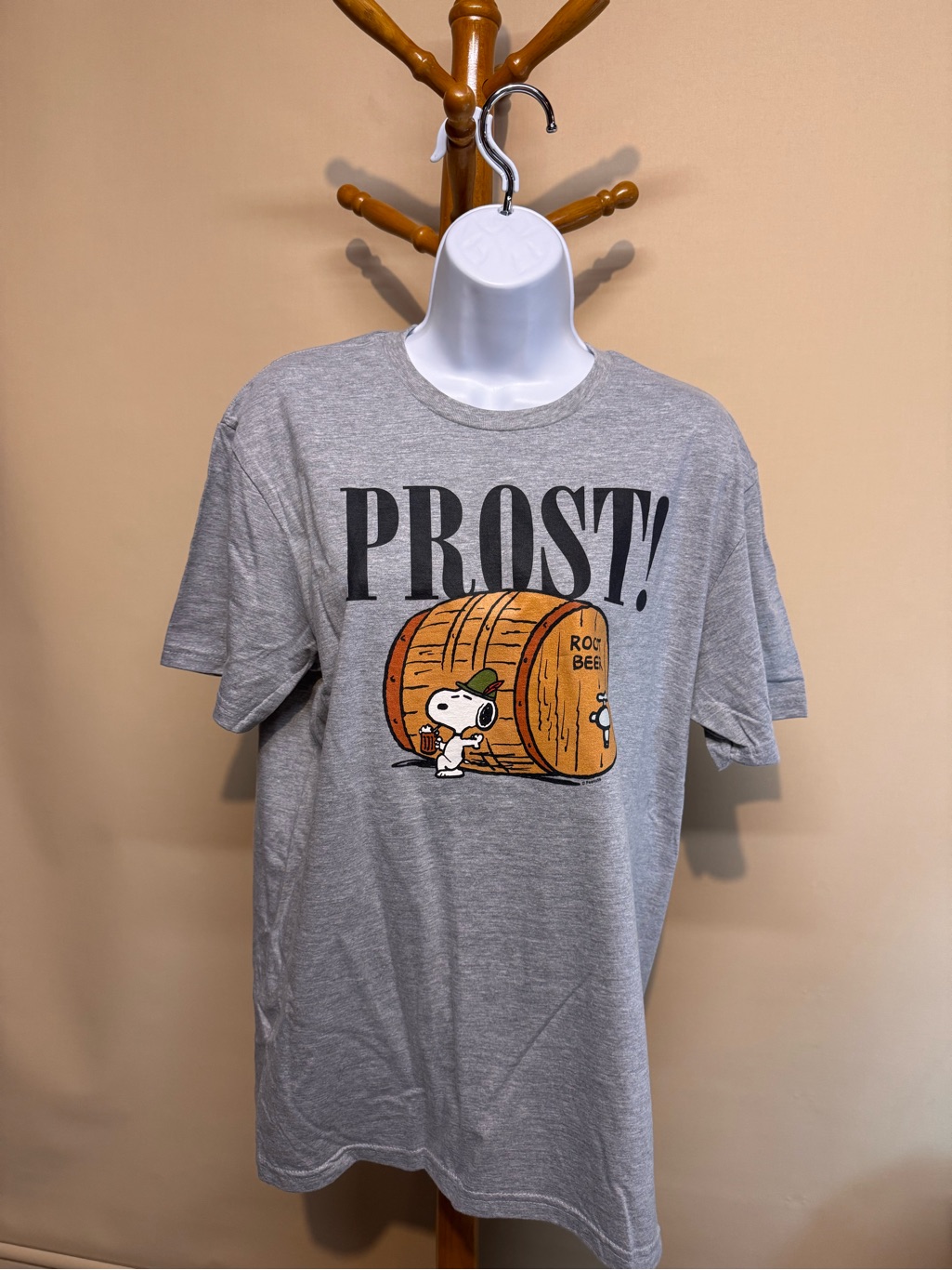 Unisex Prost! Root Beer Peanuts Snoopy Graphic Tee - Light Gray